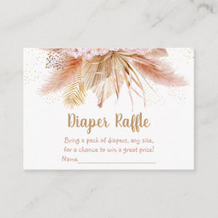 Cartão De Informações Pampas Grass Rosa Dourada, Floral, Fralda Raffle