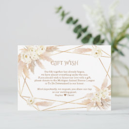 Cartão De Informações Pampas Grass White Flowers Wedding Gift Wish
