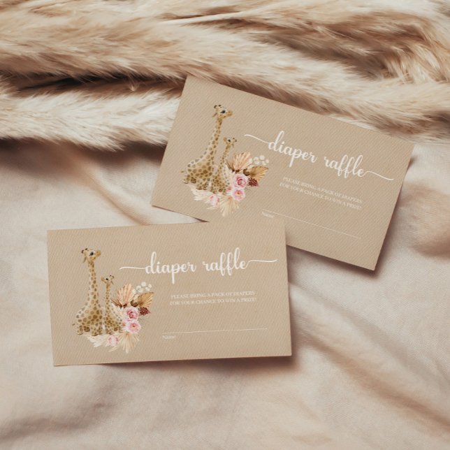 Cartão De Informações Pampas Neutras Grass Giraffe Fralda Raffle (Criador carregado)