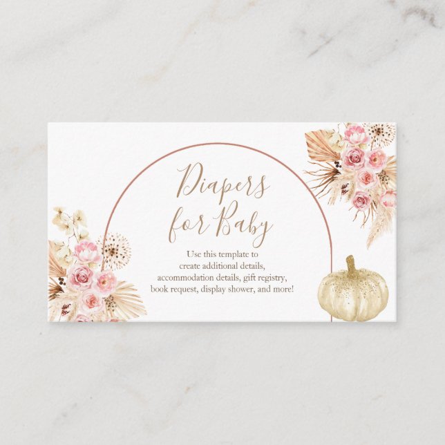 Cartão De Informações Pampas Pumpkin Pampas Fraldas Para Bebê (Frente)