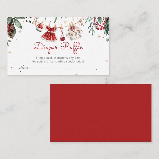 Cartão De Informações Papais noeis Bebê Natal Rapariga Roupas Fralda Raf (Frente/Verso)