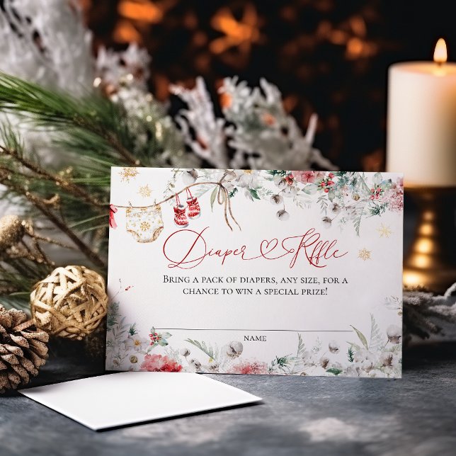Cartão De Informações Papais noeis Chá de fraldas de Natal do bebê Frald (Criador carregado)