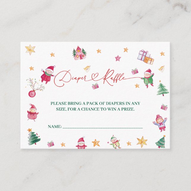 Cartão De Informações Papais noeis Chá de fraldas de Raffle Fralda (Frente)