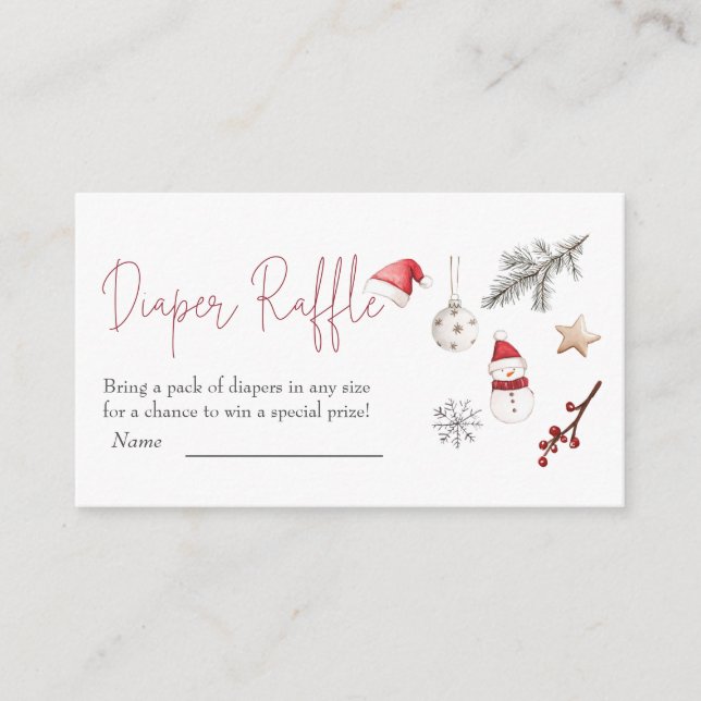 Cartão De Informações Papais noeis Fralda de Natal Raffle (Frente)