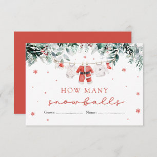 Cartão De Informações Papais noeis Natal Quantos Chás de fraldas Snowbal