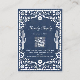 Cartão De Informações Papel Picado Boda Mexican Rustic Blue Wedding