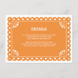 Cartão De Informações Papel Picado Insert Card - Laranja