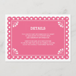 Cartão De Informações Papel Picado Insert Card - Rosa