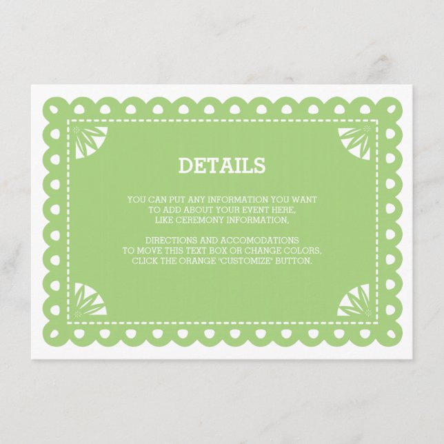 Cartão De Informações Papel Picado Insert Card - Verde (Frente)