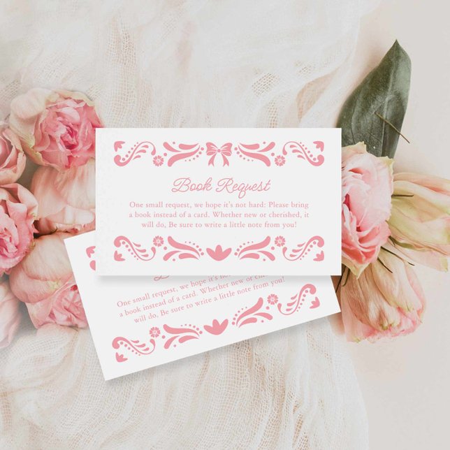 Cartão De Informações Papel rosa Picado Livros para Bebê (Pink Ribbon Books for Baby Card)