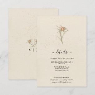 Cartão De Informações Papelaria com Aquarela de Flores Silvestres Antiga
