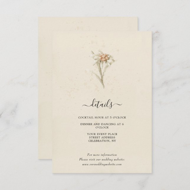 Cartão De Informações Papelaria de Aquarela de Flores Silvestres Antigas (Frente/Verso)