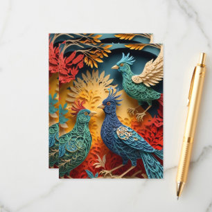 Cartão De Informações Papercut Fantasy Birds