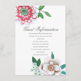 Cartão de informações para convidados com floral r