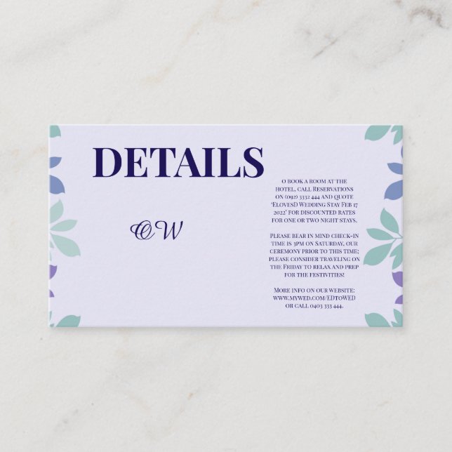 Cartão De Informações Para Sempre Começa Aqui: Um Casamento (Frente)