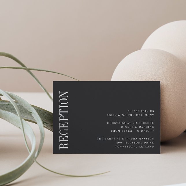 Cartão De Informações Paralelo | Recepção de casamento Preta e Branca Mo (Criador carregado)