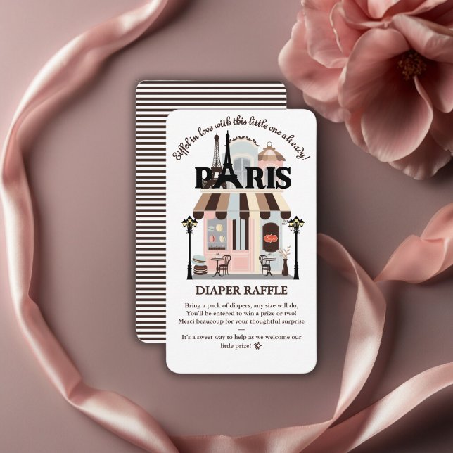 Cartão De Informações Paris Eiffel no Love French Café Chá de fraldas (Criador carregado)