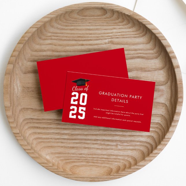 Cartão De Informações Partido Modern Simple Graduation 2025 (Graduation 2025 Enclosure Card Red)