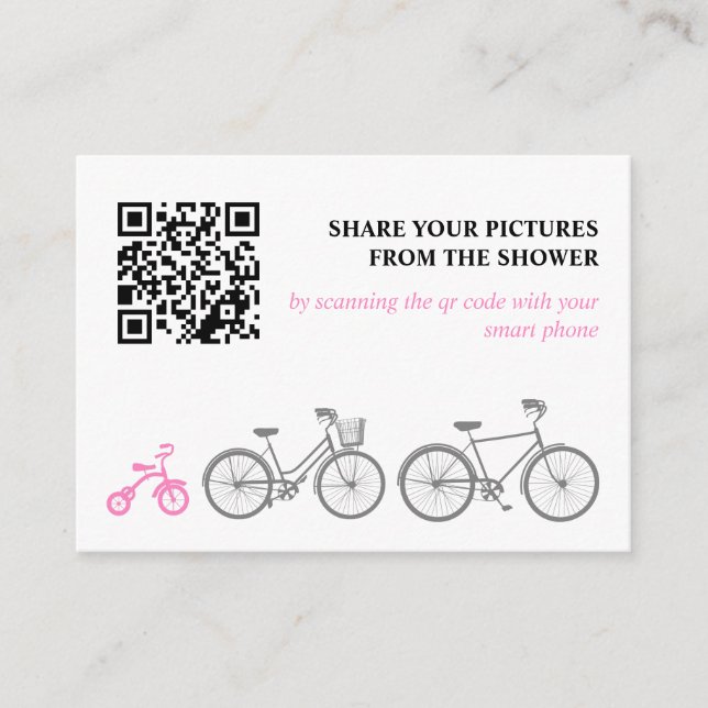 Cartão De Informações Partilha de Imagens Bicicletas Rosa (Frente)