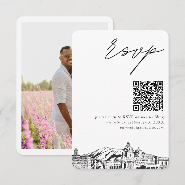 Cartão De Informações Pasadena Wedding RSVP Código QR - Placa de gabinet (Frente/Verso)