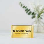 Cartão De Informações Pass N-Word<br><div class="desc">passagem de n-palavra</div>