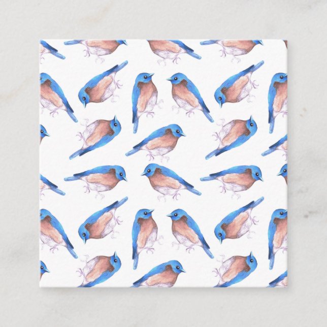 Cartão De Informações pássaros azuis do leste aquarela pássaros fofos (Frente)