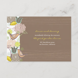 Cartão De Informações Pássaros cor-de-rosa doce Casamento Floral Jardim 