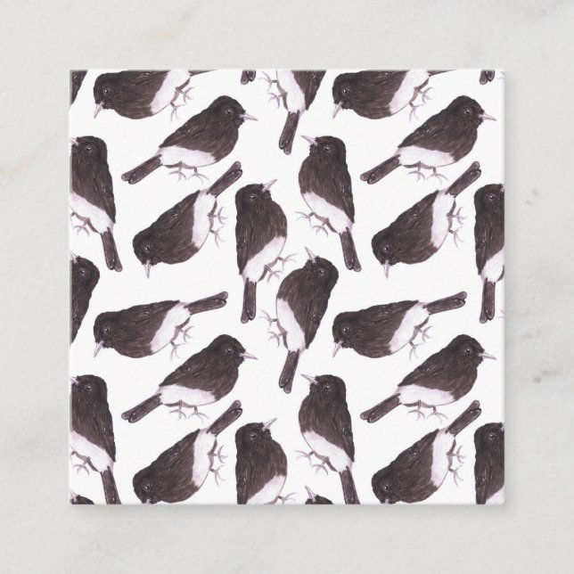 Cartão De Informações Pássaros de aquarela phoebe preto (Frente)