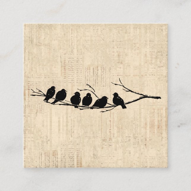 Cartão De Informações Pássaros na ramificação das árvores, arte de aves  (Frente)