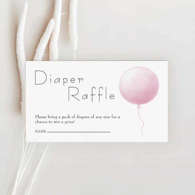 Cartão De Informações Pastel Balloon Baby Girl Shower Diaper Raffle  (Criador carregado)