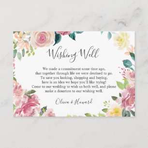 Cartão De Informações Pastel Chic Blush Casamento Floral Bem Desejando