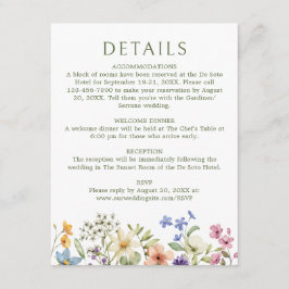 Cartão De Informações Pastel Delicate Wildflower Detalhes do Casamento