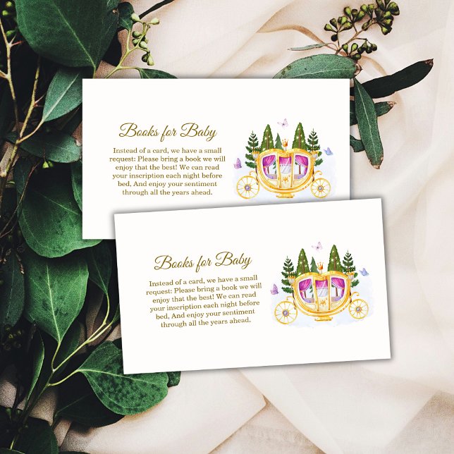 Cartão De Informações Pastel Fada Princesa Carruagem Chá de fraldas (Pastel Fairy Princess Carriage Books Baby Shower Enclosure Card)