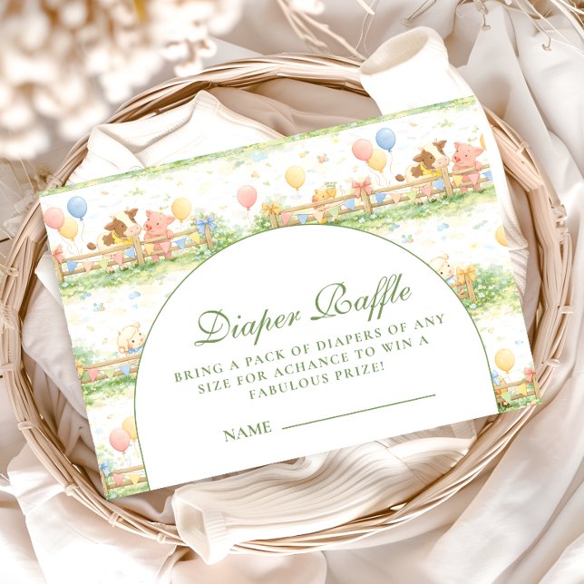 Cartão De Informações Pastel Farm Animals Garden Diapper Raffle (Criador carregado)