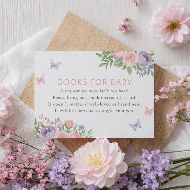 Cartão De Informações Pastel Floral Chá de fraldas Livros para Bebê (Criador carregado)