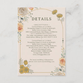 Cartão De Informações Pastel Gold Floral Wedding Enclosure Card