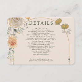 Cartão De Informações Pastel Gold Floral Wedding Enclosure Card