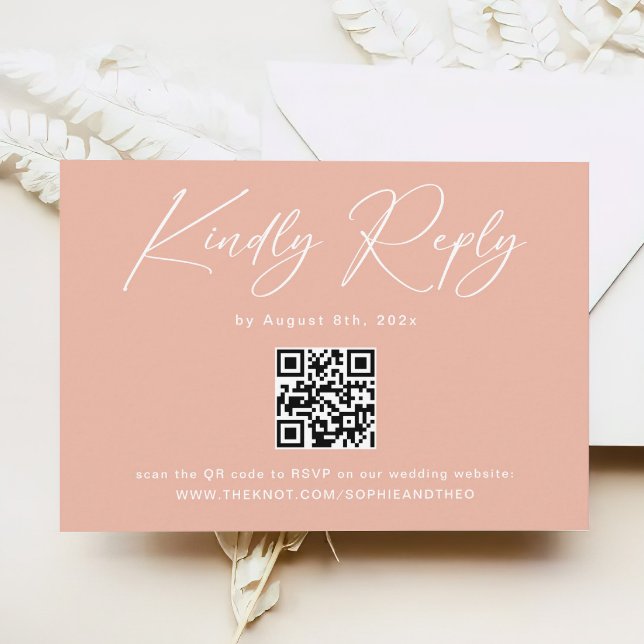 Cartão De Informações Pastel Peach Sunset Wedding RSVP (Criador carregado)