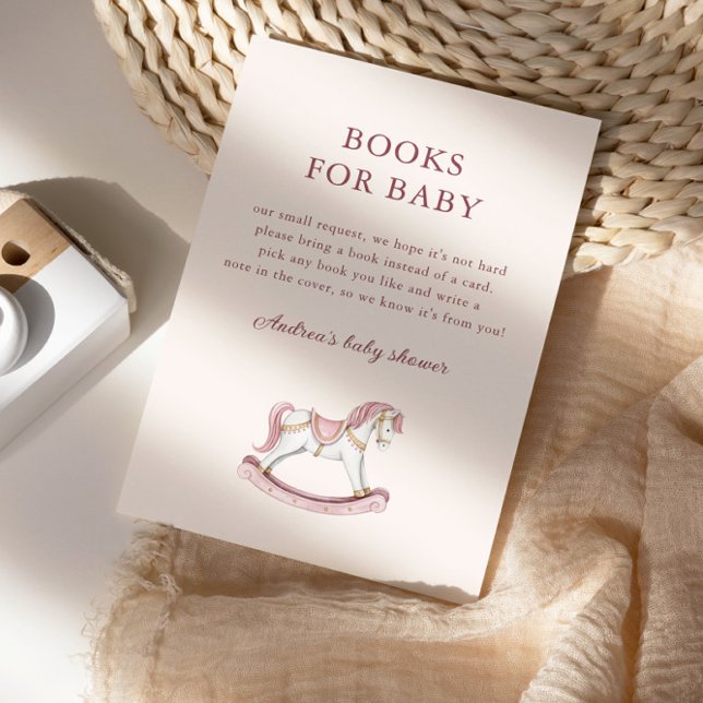 Cartão De Informações Pastel Pink Cute Carousel Girl Baby Shower (Criador carregado)