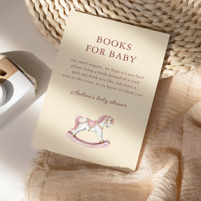 Cartão De Informações Pastel Pink Cute Carousel Girl Baby Shower (Criador carregado)