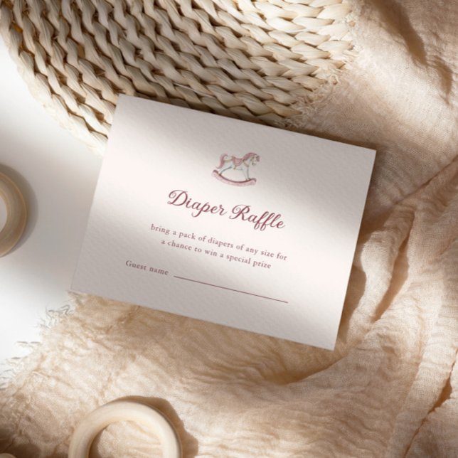 Cartão De Informações Pastel Pink Cute Girl Baby Shower Diaper Raffle (Criador carregado)