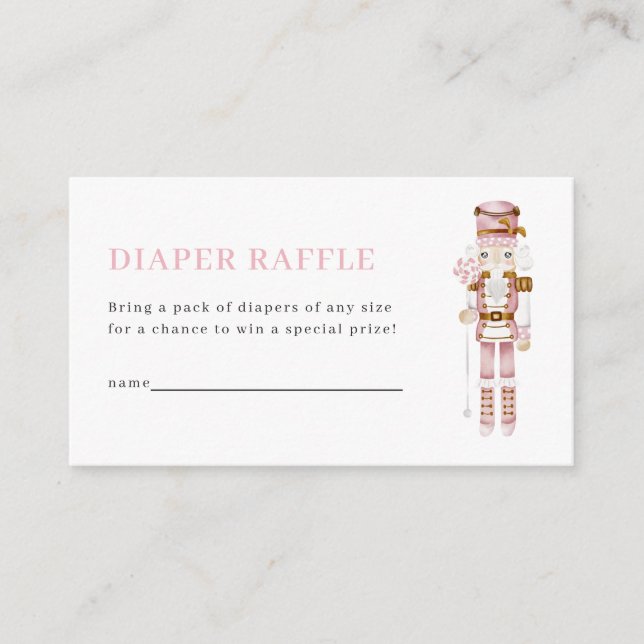 Cartão De Informações Pastel Pink Nutcracker Diaper Raffle Card (Frente)