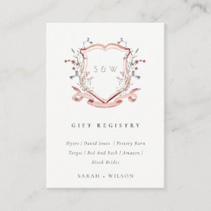 Cartão De Informações Pastel Pink Wildflower Crest Casamento Registro de