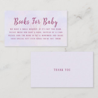 Cartão De Informações Pastel Purple Pink Baby Shower Book Request