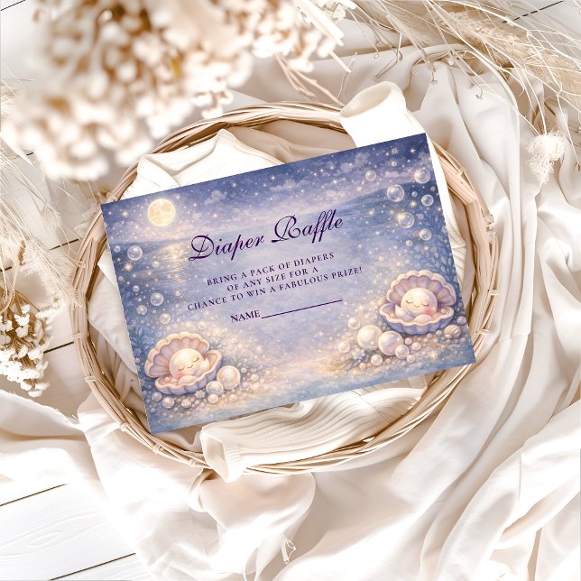 Cartão De Informações Pastel Seashell Pearl Diapper Raffle (Criador carregado)