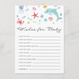 Cartão De Informações Pastel sob o mar Chá de fraldas deseja bebê