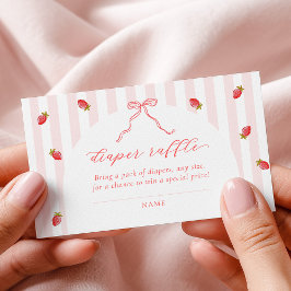 Cartão De Informações Pastel Stripes Berry Baby Shower Diaper Raffle