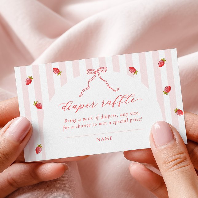 Cartão De Informações Pastel Stripes Berry Baby Shower Diaper Raffle (Criador carregado)