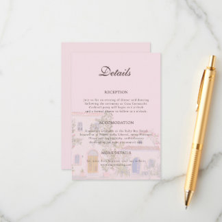 Cartão De Informações Pastel Watercolor Mediterranean Italian Wedding