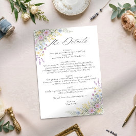 Cartão De Informações Pastel Wildflower Watercolor Floral Garden Wedding